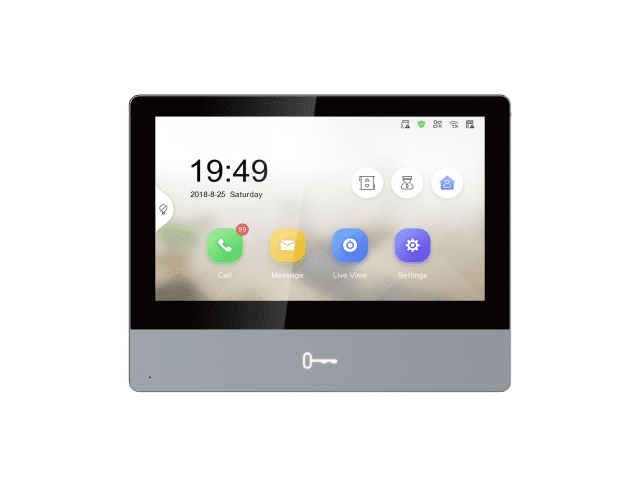 7" IP видеодомофон с WI-FI/ 7" IP видеодомофон с WI-FI, 7 цветной TFT LCD экран 1024х600, сенсорные кнопки, встроенные микрофон и динамик, TF карта до 32Гб, трев 8/ 2, 1 RS-485, 1 RJ-45, DC12В/ PoE, 10В (DS-KH8350-WTE1)