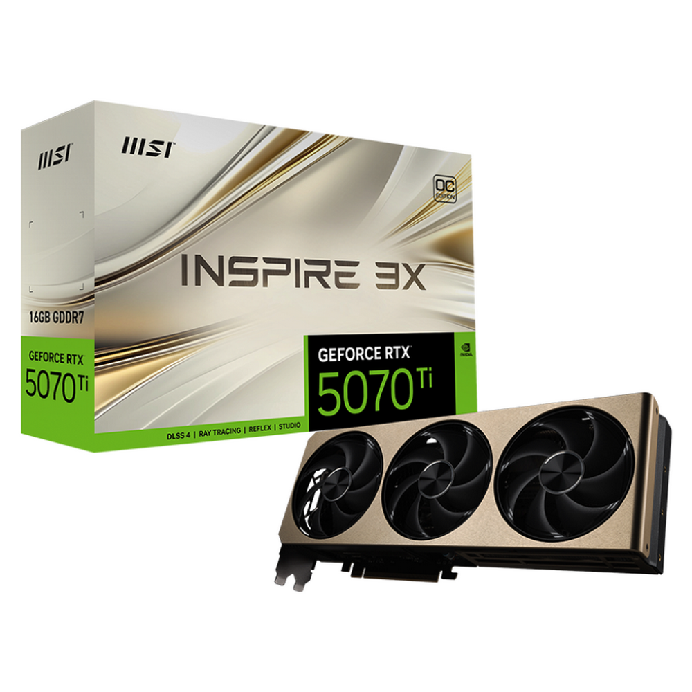 Видеокарта MSI Bad Pack RTX5070Ti INSPIRE 3X OC PLUS 16GB GDDR7 256bit 3xDP HDMI 3FAN RTL bp (RTX 5070 TI 16G INSPIRE 3X OC PLUS||BP)