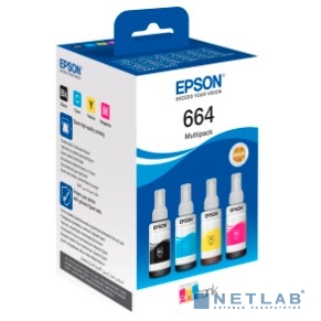 Набор чернил EPSON T664 4 цвета, для L100/ L110/ L210/ L300/ L355 (C13T66464A)