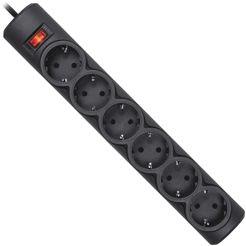 Сетевой фильтр Defender DFS 153 3 м, черный, 6 розеток/ Surge Protector Defender DFS 153 3m, black, 6 outlets (99495)