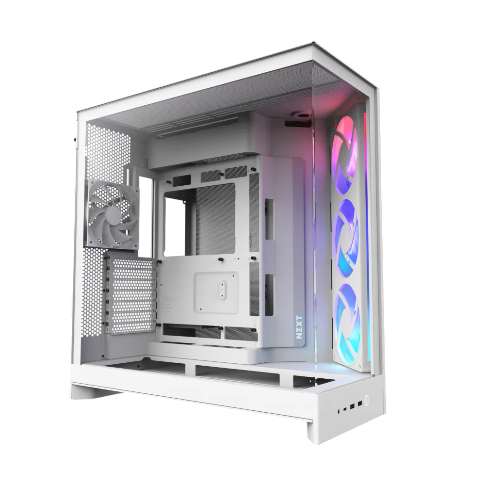 Корпус без блока питания/ Case NZXT H9 Flow RGB (2025), Midi-Tower, TG, 3x140mm RGB + 1x120mm, 2xUSB-A 3.2 + 1xUSB-C 3.2, E-ATX, ATX, mATX, mITX White (CM-H92FW-R1)