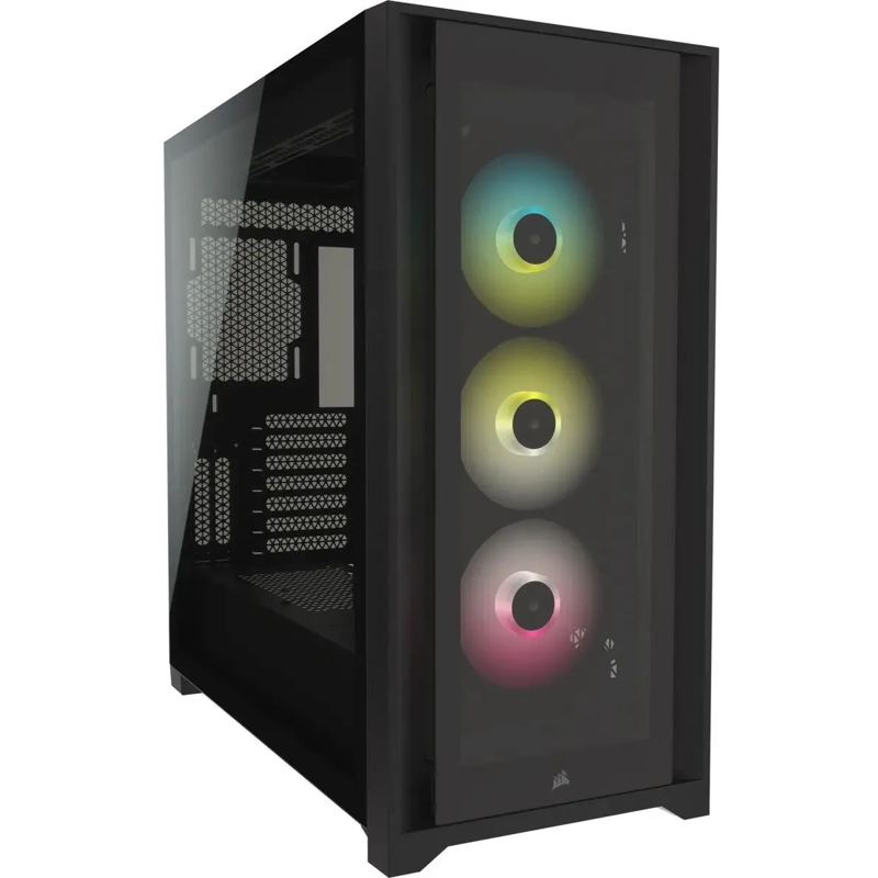 Корпус без блока питания/ Case Corsair iCUE 5000X RGB, Midi-Tower, TG, 3x120mm RGB, 2xUSB-A 3.2, 1xUSB 3.2 Type-C, E-ATX, ATX, mATX, mITX Black (CC-9011212-WW)