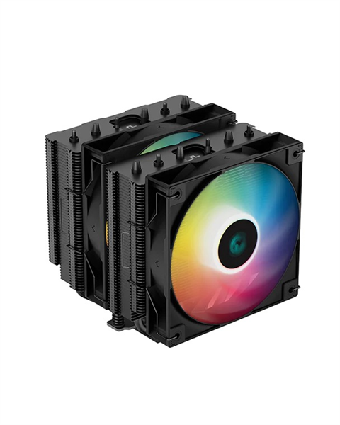 DEEPCOOL AG620 BK ARGB LGA20XX/ 1700/ 1200/ 115X/ AM5/ AM4 (9шт/ кор, TDP 260W, PWM, ARGB DUAL Fan 120mm, 6 тепл. трубок, черный) RET