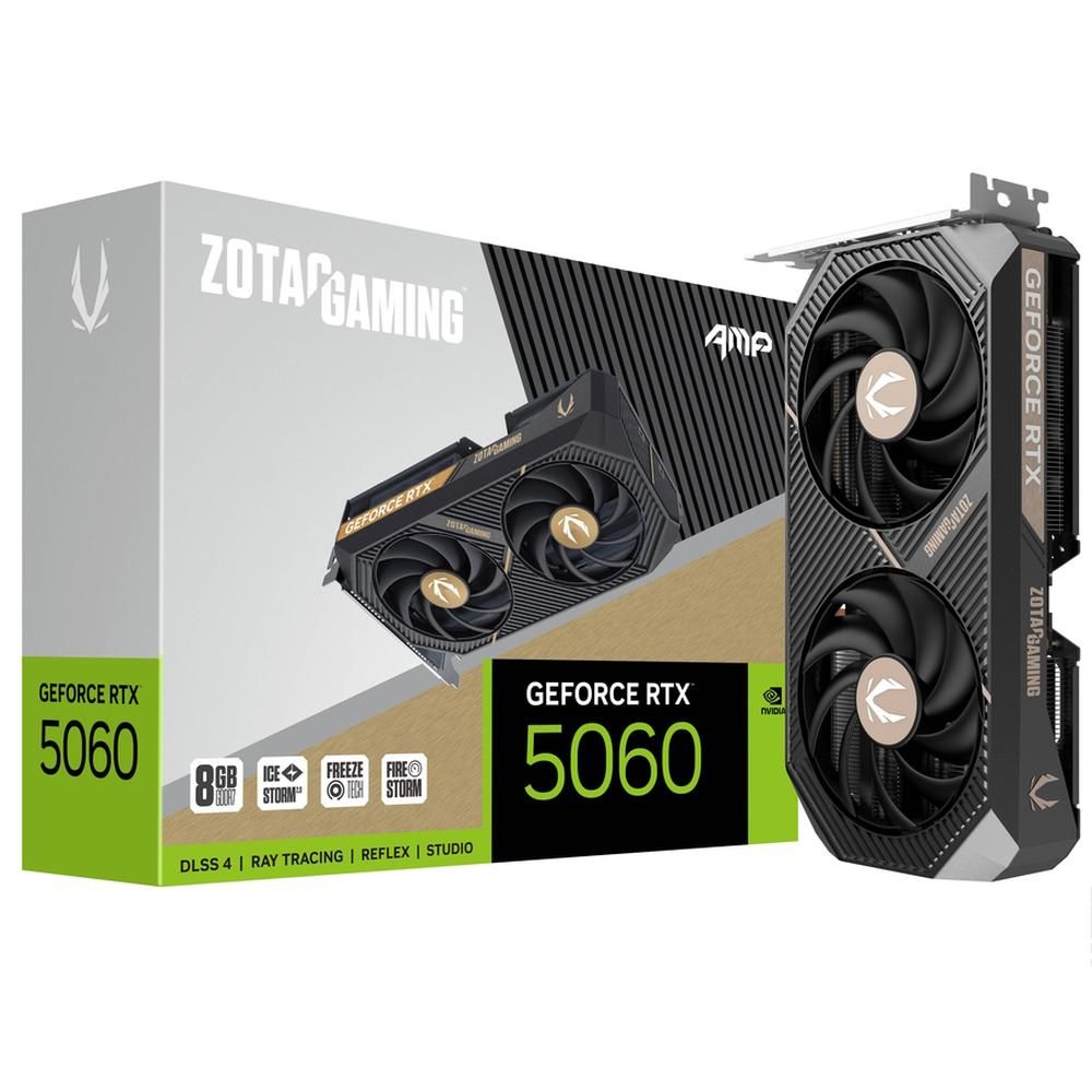 Видеокарта Zotac RTX5060 AMP 8GB GDDR7 128bit 3xDP HDMI 2FAN MEDIUM PACK (ZT-B50600F-10M)