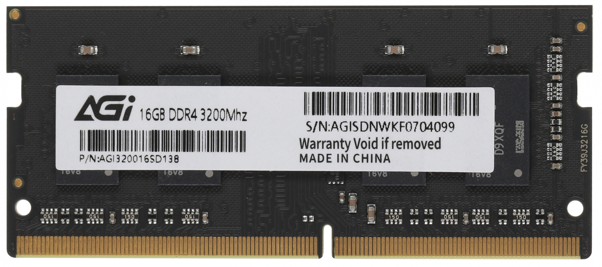 Память DDR4 16GB 3200MHz AGi AGI320016SD138 SD138 RTL PC4-25600 CL22 SO-DIMM 260-pin 1.2В Ret