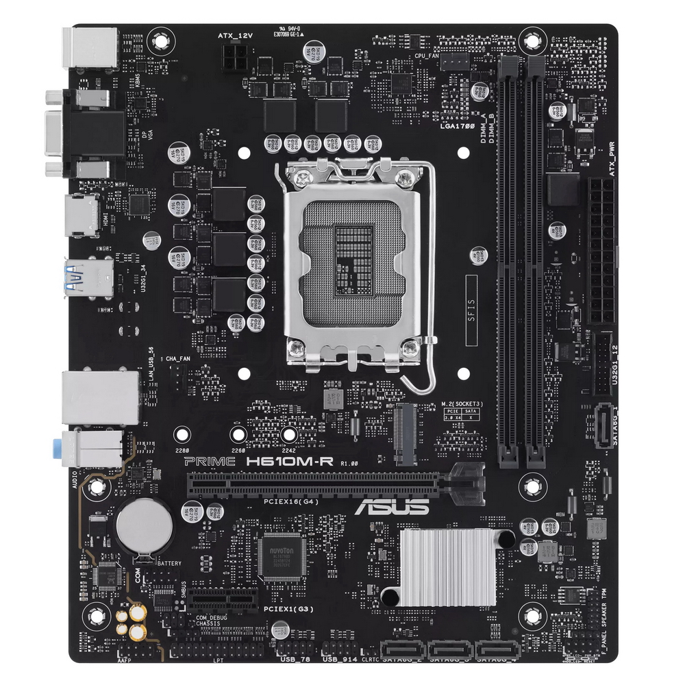 Материнская плата ASUS PRIME H610M-R-SI, LGA1700, H610, 2*DDR5, D-sub+DVI+HDMI, SATA 6.0, M.2, USB 3.2, mATX (90MB1GL0-M0ECY0)