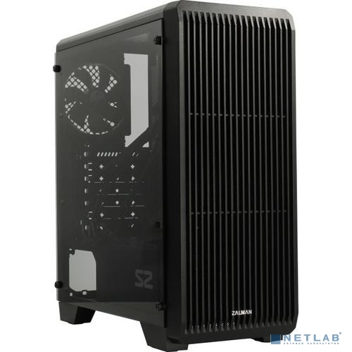 корпус ZALMAN S2 TG, ATX, BLACK, TEMPERED GLASS WINDOW, 2x3.5", 2x2.5", 2xUSB2.0, 1xUSB3.0, FRONT 2x120mm