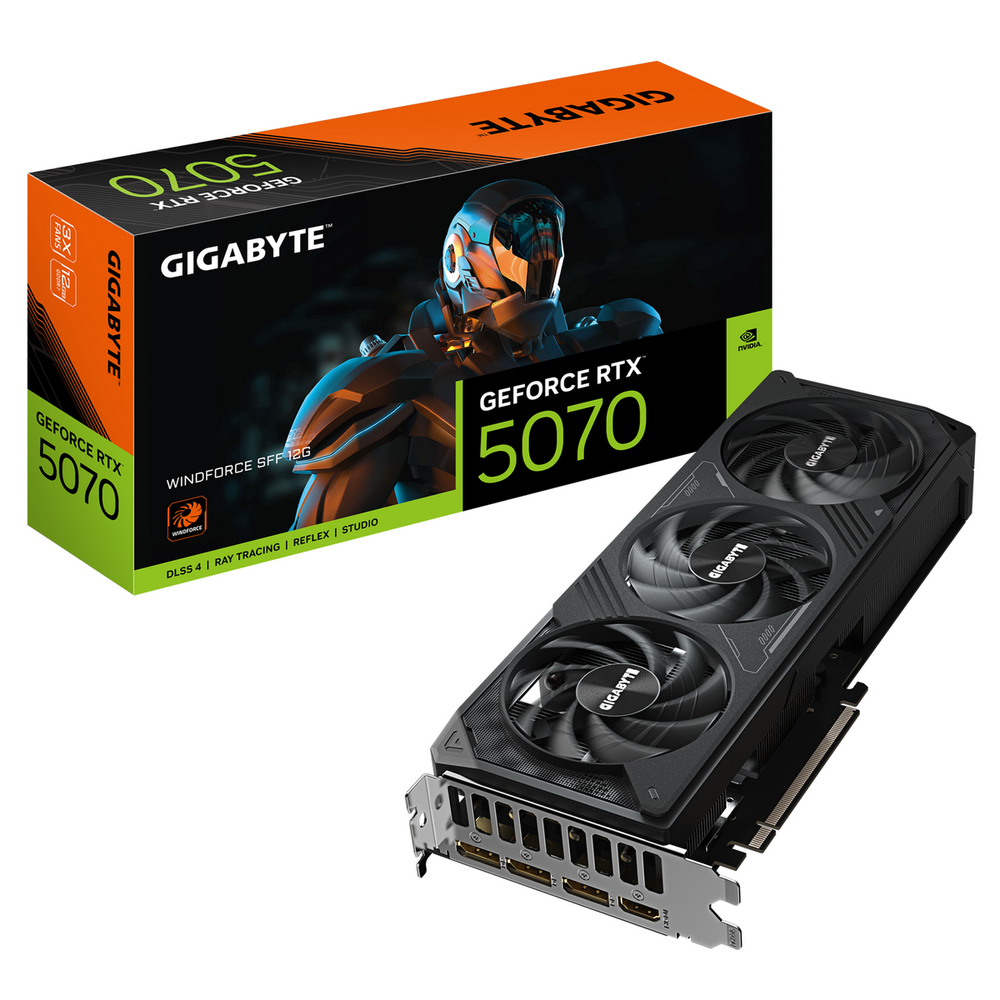 Видеокарта Gigabyte RTX5070 WINDFORCE SFF 12GB GDDR7 192bit 3xDP HDMI 3FAN RTL (GV-N5070WF3-12GD)