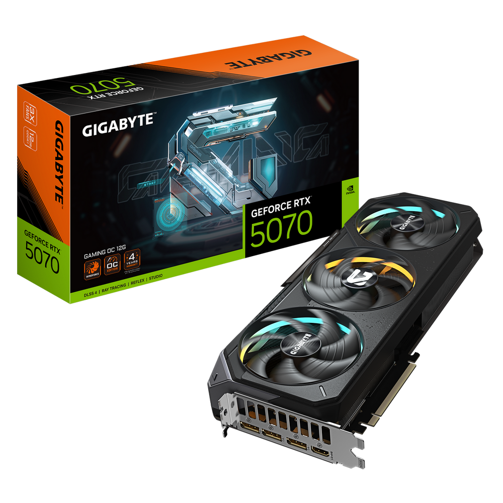 Видеокарта Gigabyte RTX5070 GAMING OC 12GB GDDR7 192bit 3xDP HDMI 3FAN RTL (GV-N5070GAMING OC-12GD)