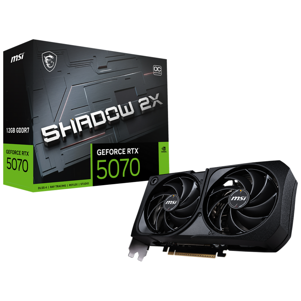 Видеокарта MSI RTX5070 SHADOW 2X OC 12GB GDDR7 192bit 3xDP HDMI 2FAN RTL (RTX 5070 12G SHADOW 2X OC)
