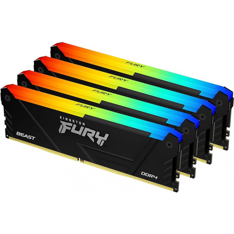 Память оперативная/ Kingston 128GB 3600MHz DDR4 CL18 DIMM (Kit of 4) FURY Beast RGB (KF436C18BB2AK4/128)