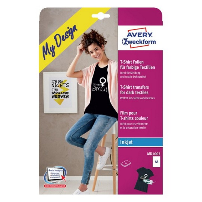 Термотрансфер Avery Zweckform MD1003 A4/ 4л./ белый матовое для струйной печати