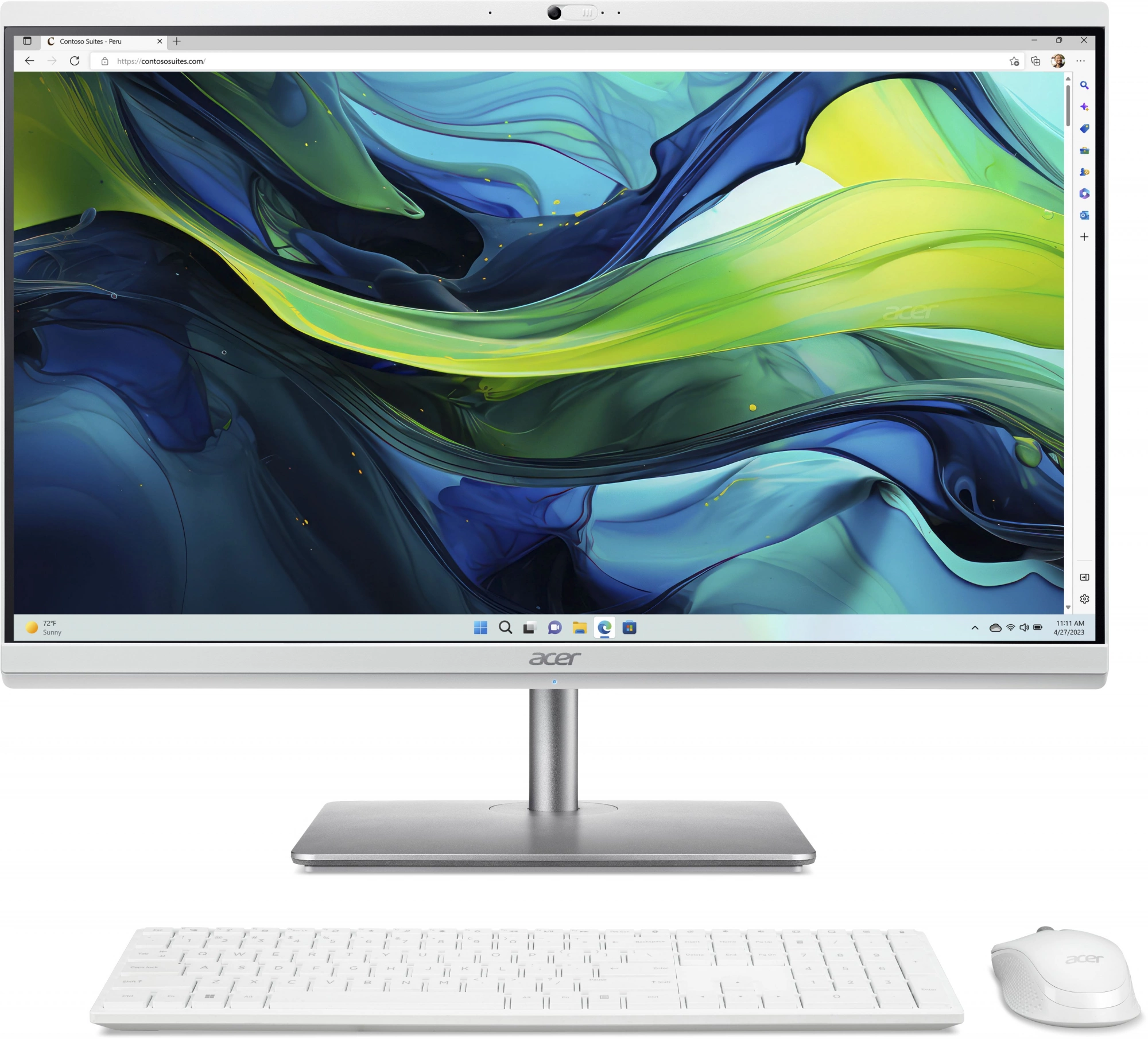 Моноблок Acer Aspire C27-195ES 27" FHD Core Ultra 7 155U 16Gb SSD512Gb CR Eshell GbitEth WiFi BT 180W клавиатура мышь серебристый 2560x1440 (DQ.BMGCD.001)