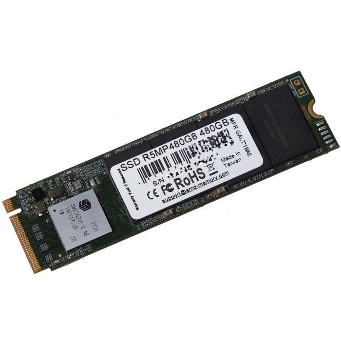 Твердотельный накопитель AMD Radeon R5 SSD M.2 2280 480Gb PCI-E x4 NVMe 3D TLC 2100/ 1600MB/ s IOPS 249K/ 226K (R5MP480G8)