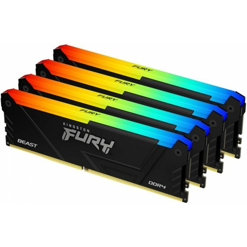 Память оперативная/ Kingston 64GB 3200MT/s DDR4 CL16 DIMM (Kit of 4) 1Gx8 FURY Beast RGB (KF432C16BB12AK4/64)