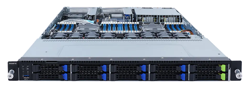 Gigabyte Server Platform R182-N20 1U CPU(2)3rd Gen Xeon/ 2xHeatsink up to 270W/ DIMM(32)/ 8x2,5"SATA/ SAS/ 2x2,5"SATA/ SAS/ NVMe/ 2x1GbE/ 2xFHHL/ 2x1300W/ Rails 6NR182N20MR