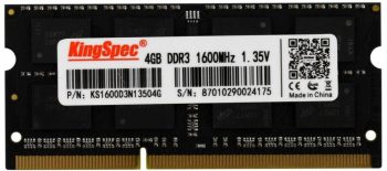 Память DDR3L 4GB 1600MHz Kingspec KS1600D3N13504G RTL PC3L-12800 CL11 SO-DIMM 204-pin 1.35В single rank Ret