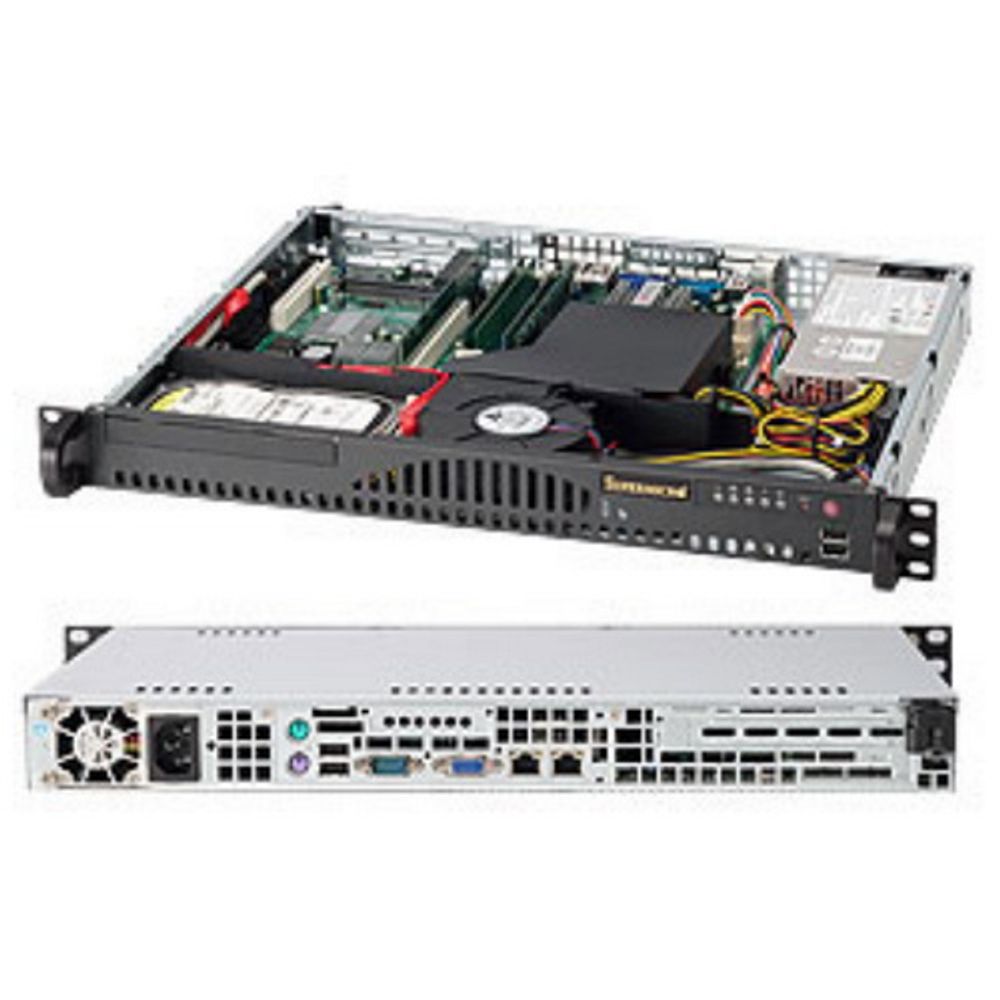 Корпус SuperMicro CSE-512-200B 14&quot; D, 1U W/ FRONT USB,HIGH-EFFICIENCY 200W,BLACK {6}