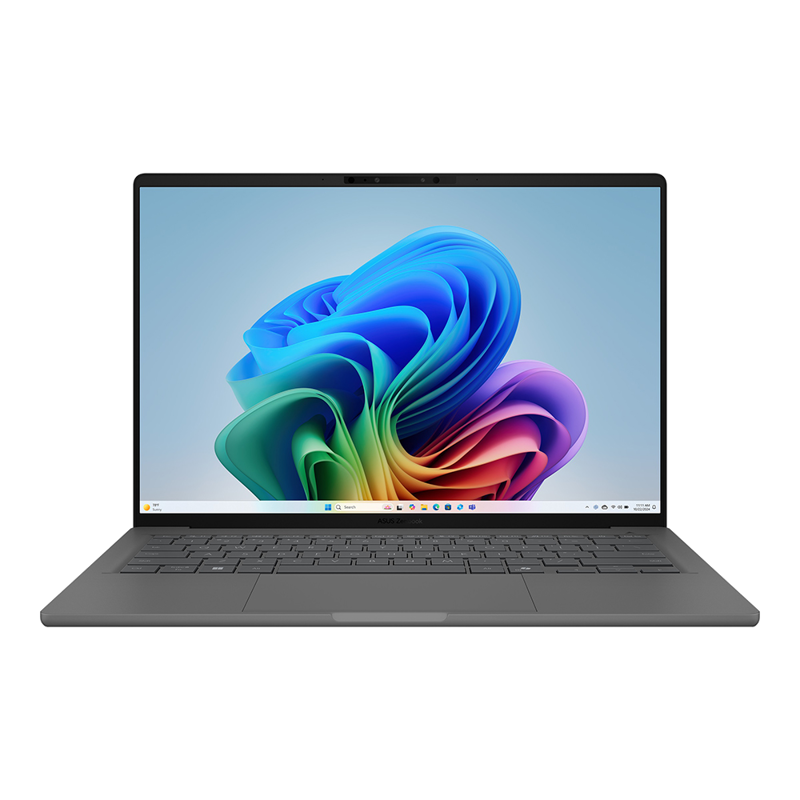 Ноутбук/ ASUS UX3407RA-QD038W 14"(1920x1200 OLED)/Snapdragon X Elite X1E-78-100(3.4Ghz)/32768Mb/1024SSDGb/noDVD/Int:Shared/Cam/BT/WiFi/70WHr/war 1y/0.99kg/Iceland Gray/Win11Home + чехол (90NB16G2-M00360)