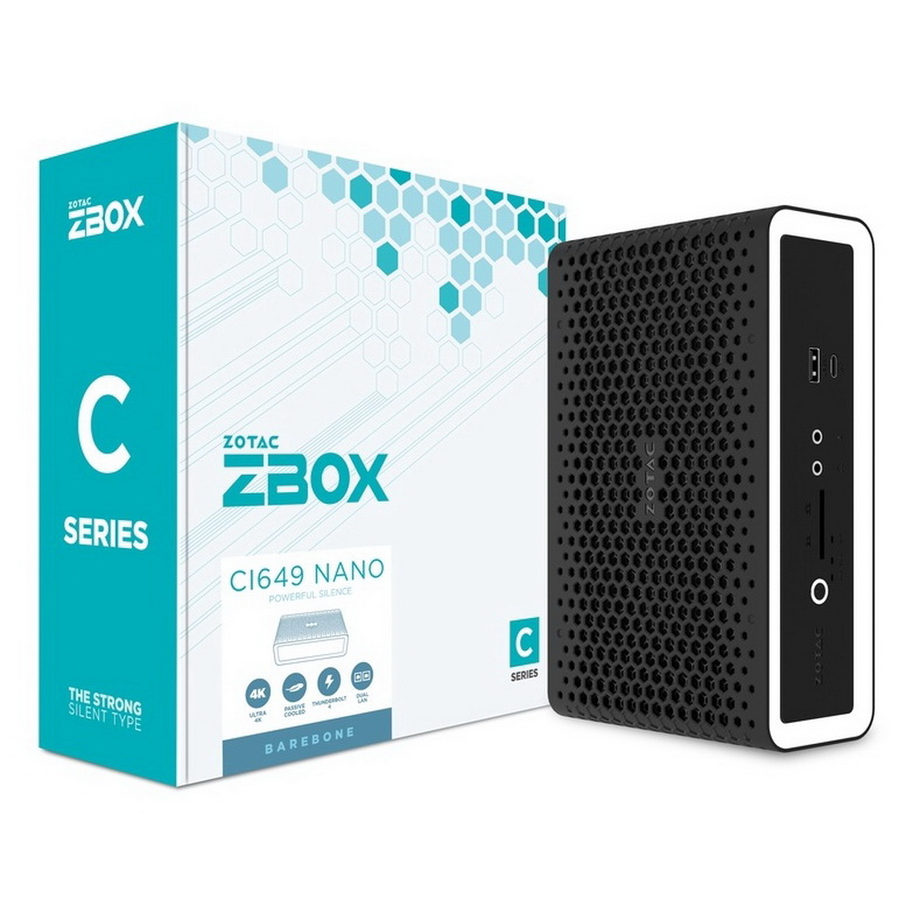 ZOTAC ZBOX-CI649NANO-BE, FANLESS, i5-1335U, 2 DDR5, M.2 SSD, wifi,bt, EU plug 2.5" SATAIII BAY, 2 GLAN,USBDRV, DP/ HDMI