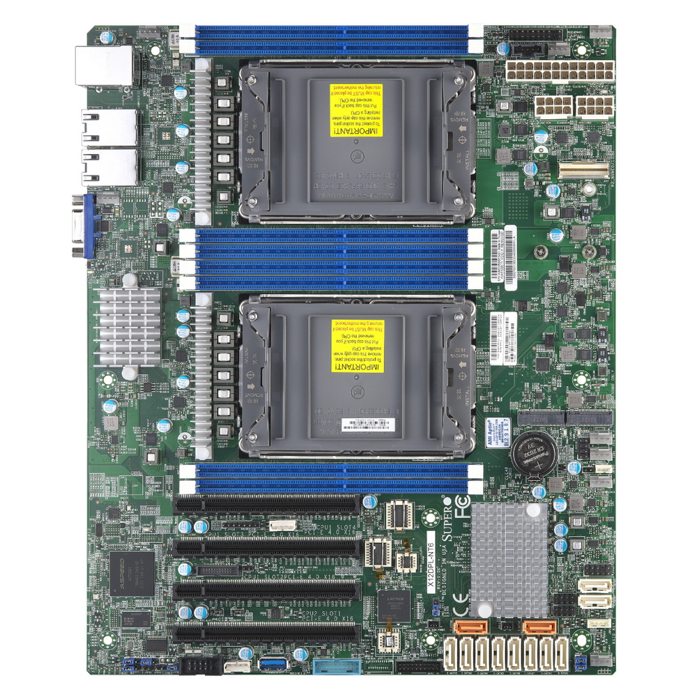 Материнская плата MBD-X12DPL-NT6-O 2xCPU, Gen Xeon Scalable TDP 185W/ 8xDIMM/ 12XSATA/ C621A RAID 0/ 1/ 5/ 10/ 2x10Gb/ 4xPCIex16/ M.2 (443642)