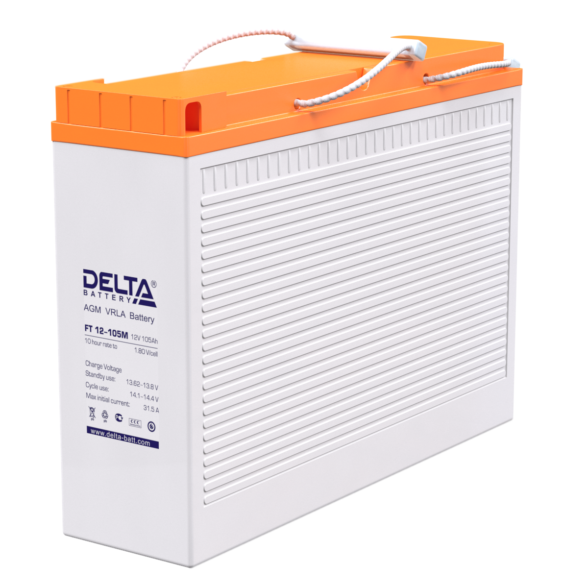 Батарея DELTA серия FT-M, FT 12-105 М, напряжение 12В, емкость 105Ач (разряд 10 часов), макс. ток разряда (5 сек.) 900А, макс. ток заряда 31.5А, свинцово- (FT 12-105 M)