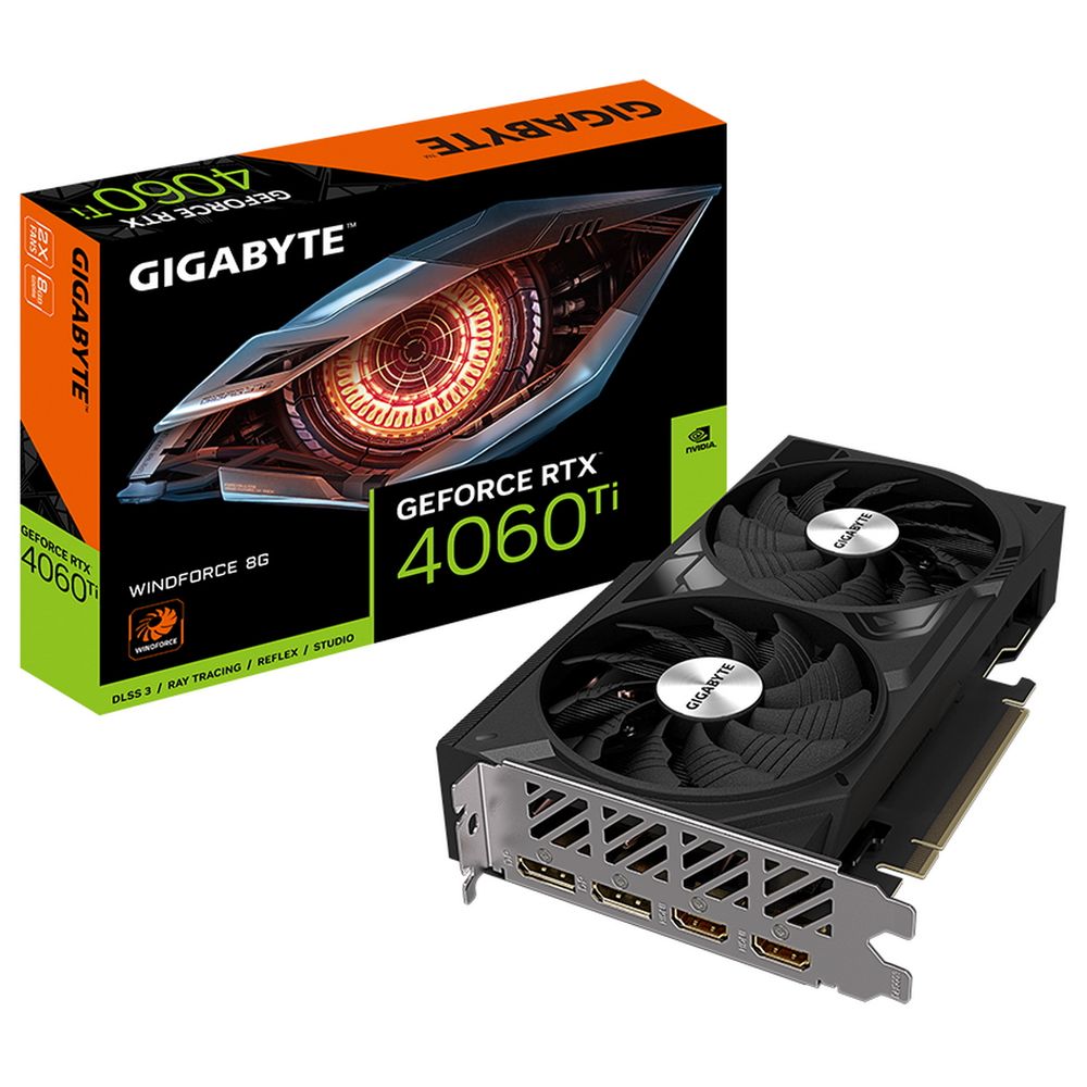 Видеокарта Gigabyte RTX4060Ti WINDFORCE 8GB GDDR6 128bit 2xDP 2xHDMI 2FAN RTL (GV-N406TWF2-8GD)