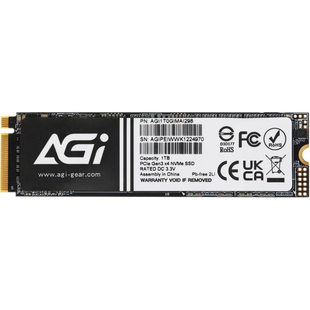 Твердотельный накопитель SSD AGI AI298 M.2 PCIe 1TB RETAIL-Color Box (AGI1T0GIMAI298-CB)