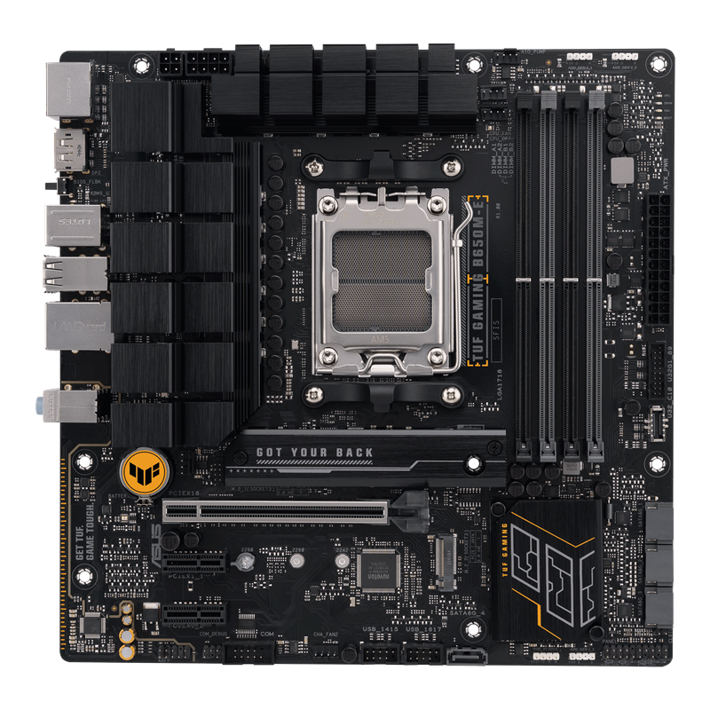 Материнская плата ASUS TUF GAMING B650M-E, Socket AM5, B650, 4*DDR5, 2xDP+HDMI, 4xSATA3, 2xM.2, Audio, Gb LAN, USB 3.2, USB 2.0, mATX (90MB1FU0-M0EAY0)