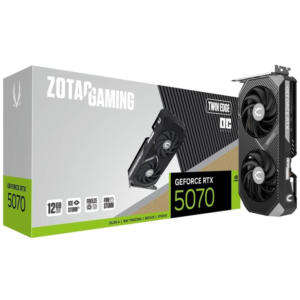 Видеокарта Zotac PCI-E 4.0 RTX 5070 TWIN EDGE OC NVIDIA GeForce RTX 5070 12Gb 192bit GDDR7 2542/ 28000 HDMIx1 DPx3 HDCP Ret (ZT-B50700H-10P)