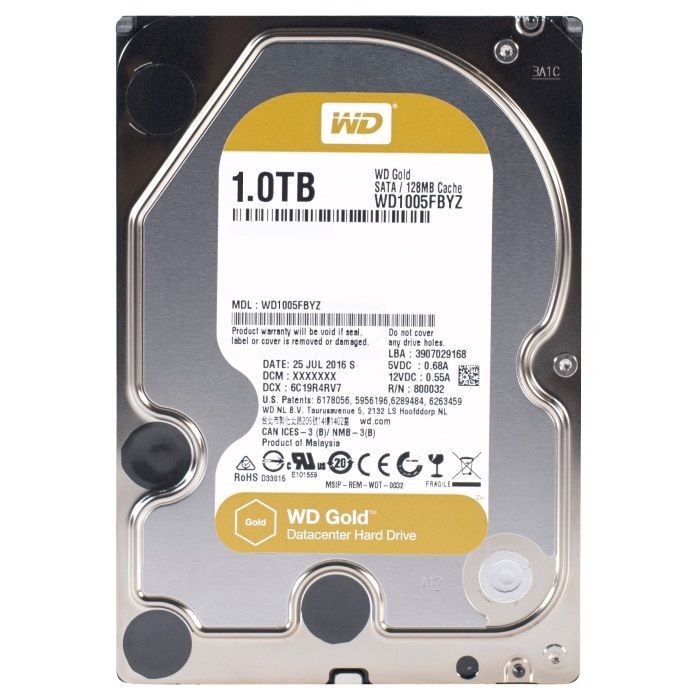 Western Digital HDD SATA-III 1000Gb GOLD WD1005FBYZ, 7200rpm, 128MB buffer