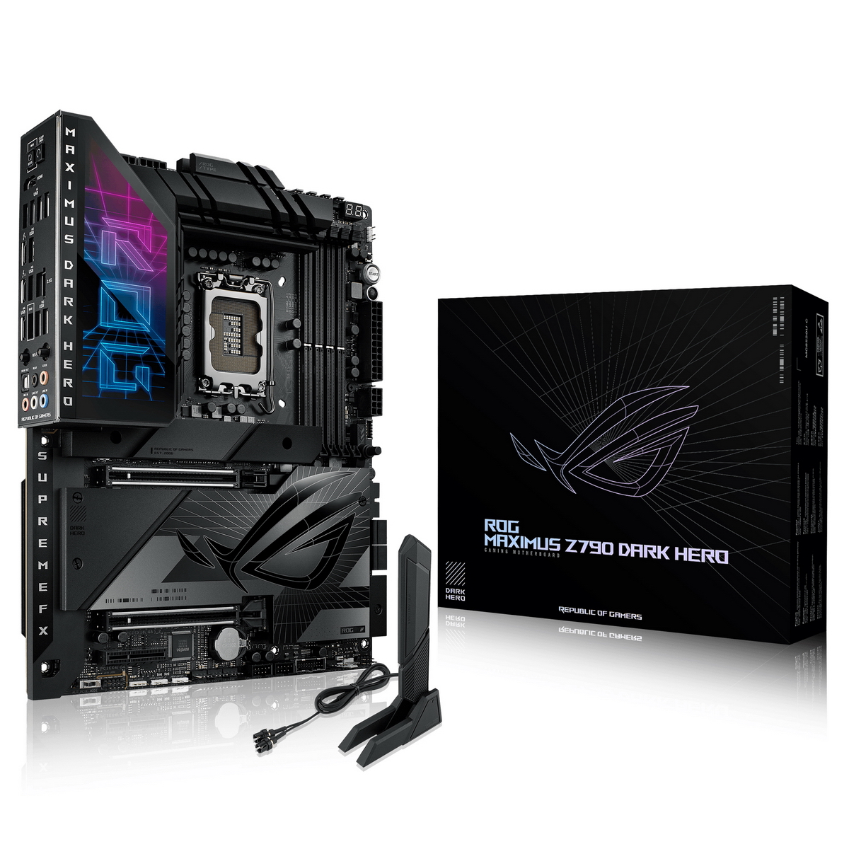Материнская плата ASUS ROG MAXIMUS Z790 DARK HERO, LGA1700, Z790, 4*DDR5, HDMI, 6xSATA3 + RAID, M2, Audio, Gb LAN, USB 3.2, USB 2.0, ATX (90MB1F90-M0EAY0)