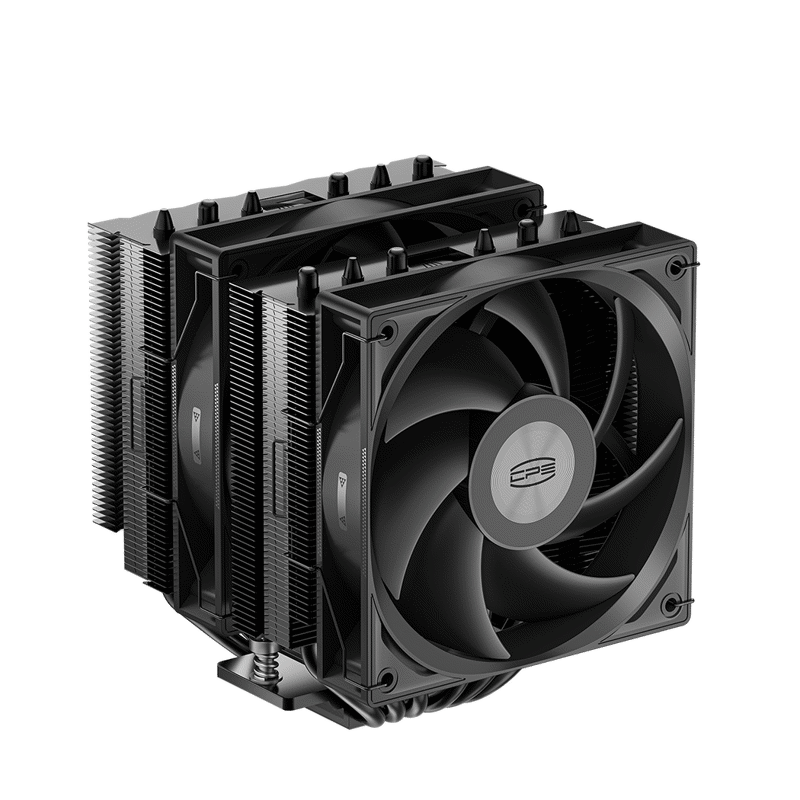 Кулер для процессора/ PCCooler RT620 BK (250W, 4-pin PWM, 157mm, Al/Cu, 6x6mm, 2x120mm, 73.32CFM, 34.9dBA, 2200RPM, S: 1851/1700/1200/115X, AM5/AM4, black)
