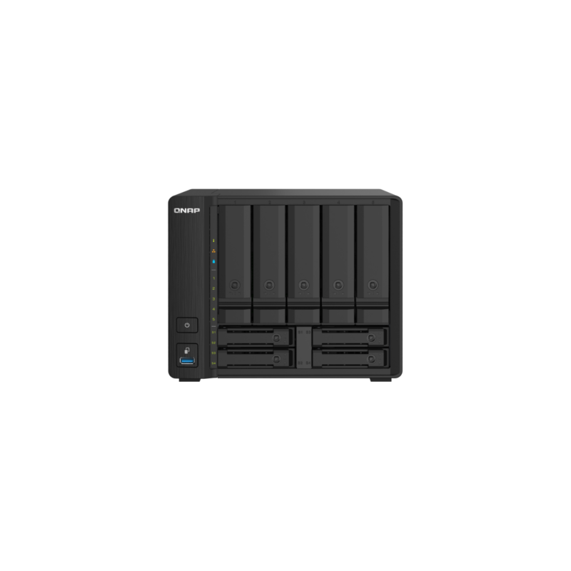 SMB QNAP TS-932PX-4G 9-Bay NAS, 5 x 3.5" and 4 x 2.5" drive slots, Alpine AL324 ARM quad-core 1.7GHz, 4 GB DDR4 (1x 4 GB) up to 16 GB (1 x 16 GB), 2 x 10GbE SFP+, 2 x 2.5 GbE LAN