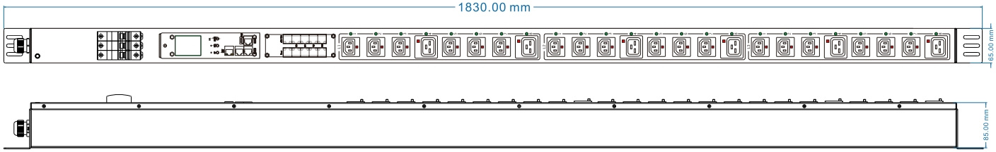 Блок распределения питания Powercom PDU-32AVMS24-18C3-6C9-3P 18*C13+6*C19, 32A, 3 ph (1918837)