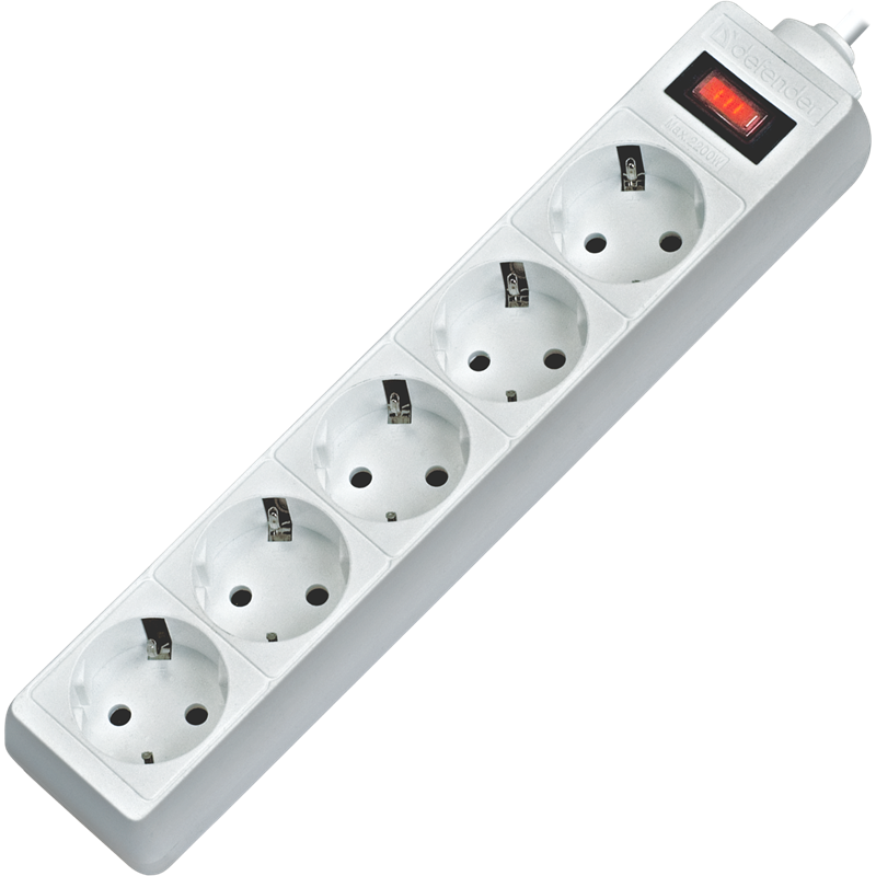 Сетевой фильтр Defender ES 3 3 м, белый, 5 розеток/ Surge Protector Defender ES 3 3m, white, 5 outlets (99482)