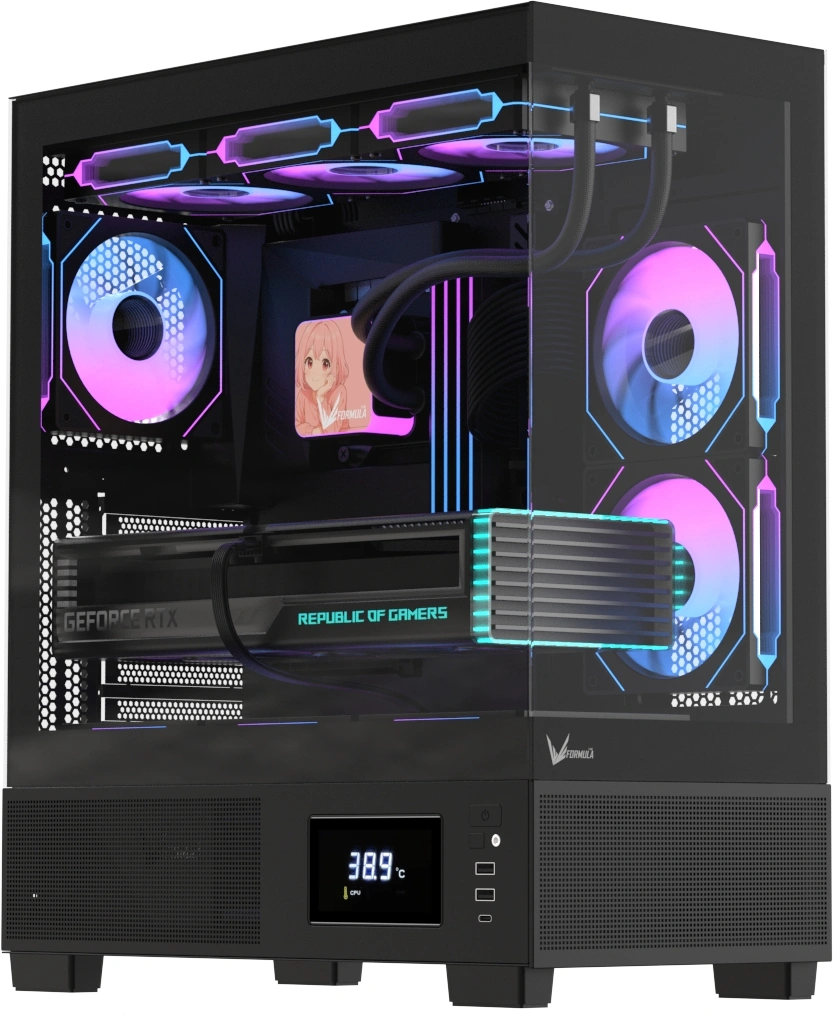 Корпус Formula Crystal E1 Floe черный без БП ATX 5x120mm 3x140mm 2xUSB3.0 1xUSB3.1 audio bott PSU (CRYSTAL E1 B FLOE)