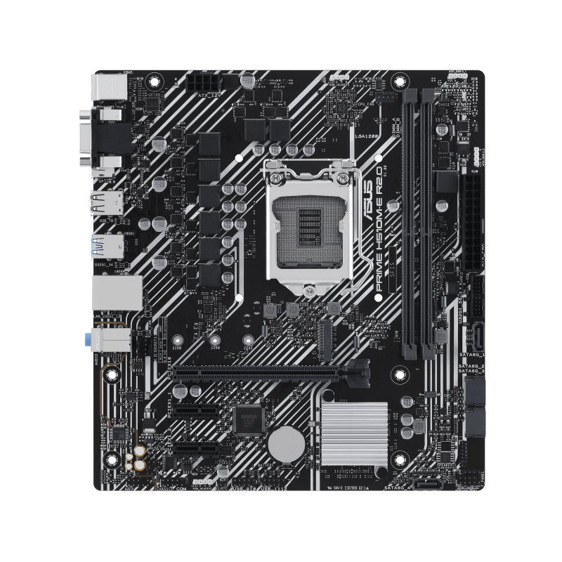 Материнская плата ASUS PRIME H510M-E R2.0, LGA1200, H470, 2*DDR4, 4*SATA, 1*M.2, 4*USB 3.2, 2*USB 2.0, 1*PCIx16, 2*PCIx1, HDMI+DP+VGA, mATX (90MB1FQ0-M0EAY0)