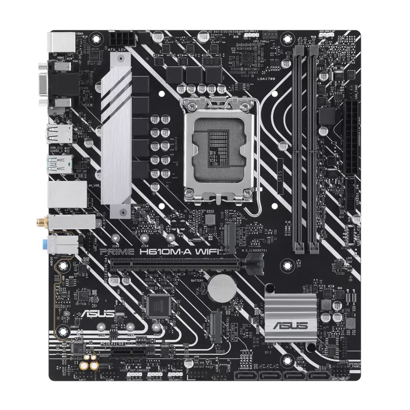 Материнская плата ASUS PRIME H610M-A WIFI, LGA1700, B610, 2*DDR5, HDMI+DP+VGA, SATA 6.0, M.2, USB 3.2*2, USB 2.0*2, mATX (90MB1G00-M0EAY0)