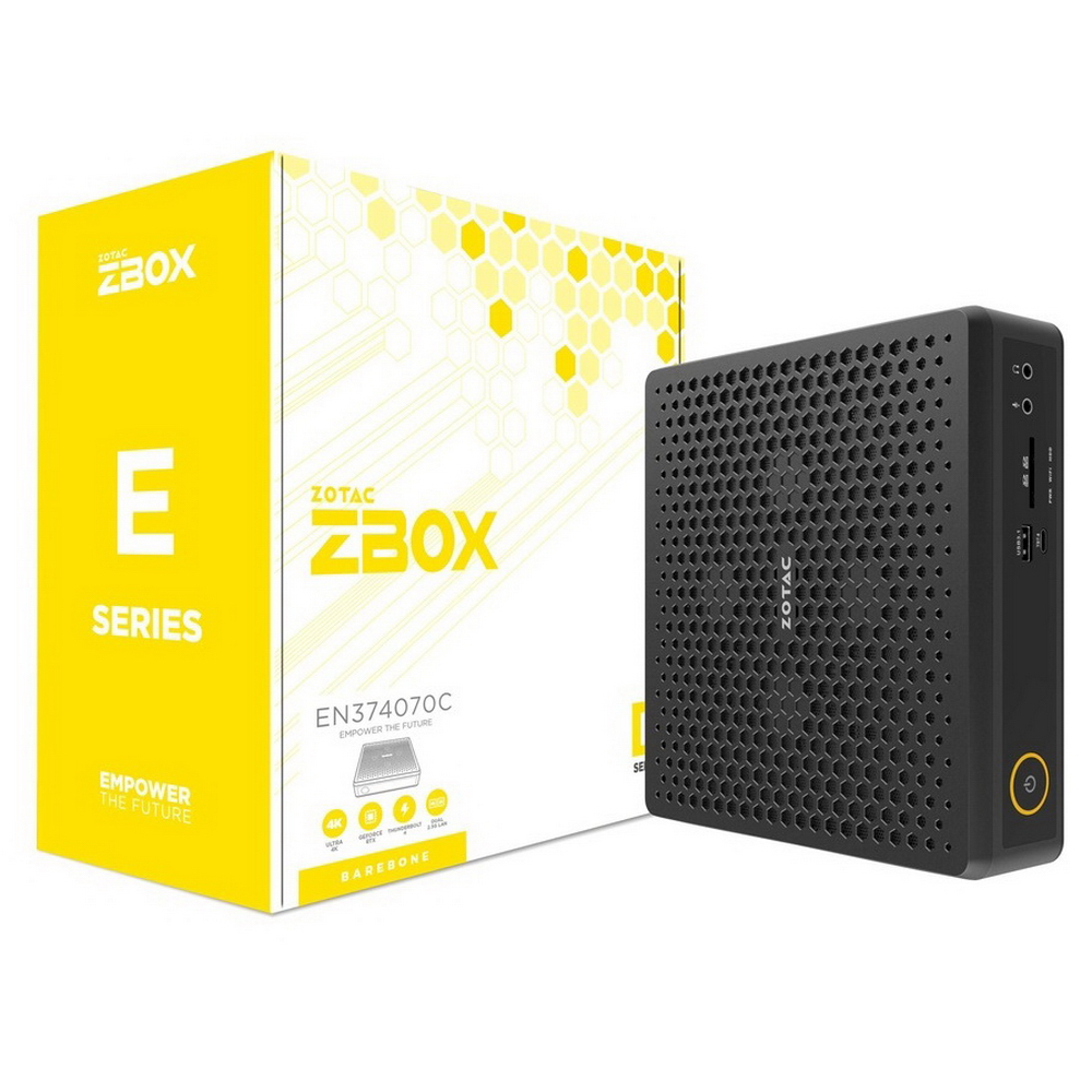 Мини ПК ZOTAC ZBOX,SFF, i7-13700HX, RTX4070 LAPTOP, 2x DDR5 SODIMM SLOT, M.2 SSD SLOT, WIFI, BT, DUAL 2.5G LAN, 2x DP, 1x HDMI, EU PLUG (ZBOX-EN374070C-BE)