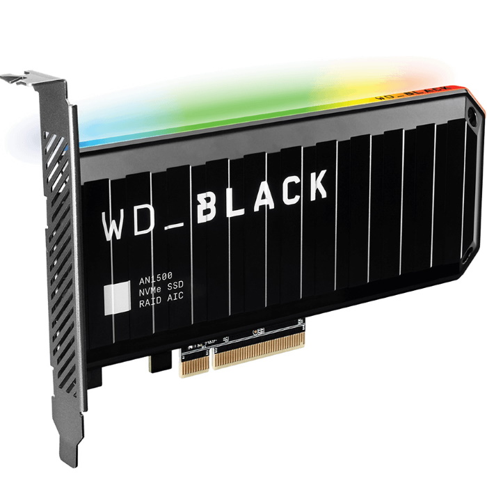Твердотельный накопитель SSD 4TB Western Digital Black AN1500, PCI-E Add-In-Card, NVMe, PCI-E x8, RGB, 3D TLC NAND (WDS400T1X0L)