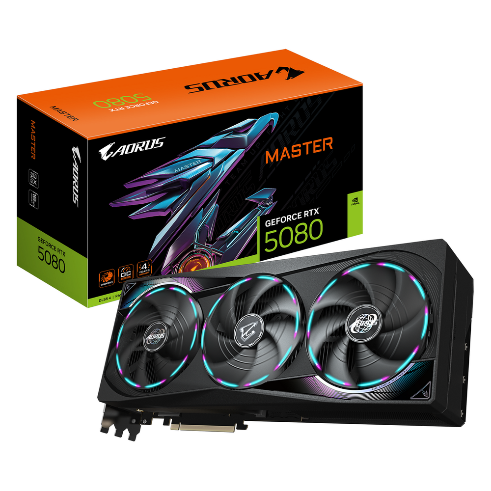 Видеокарта Gigabyte RTX5080 MASTER 16GB GDDR7 256bit 3xDP HDMI 3FAN RTL (GV-N5080AORUS M-16GD)