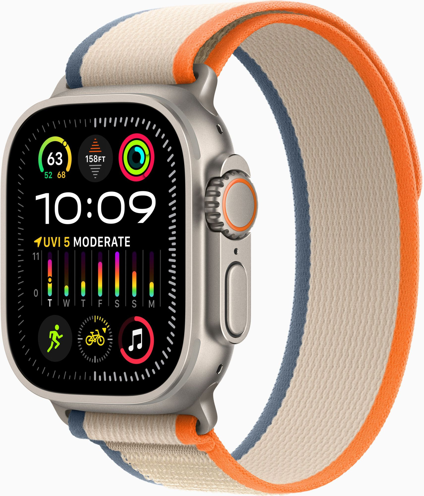 Смарт-часы Apple Watch Ultra 2 A2986 49мм OLED корп.титан Trial loop рем.оранжевый/ бежевый разм.брасл.:130-180мм (MRF13LL/ A) (MRF13LL/A)