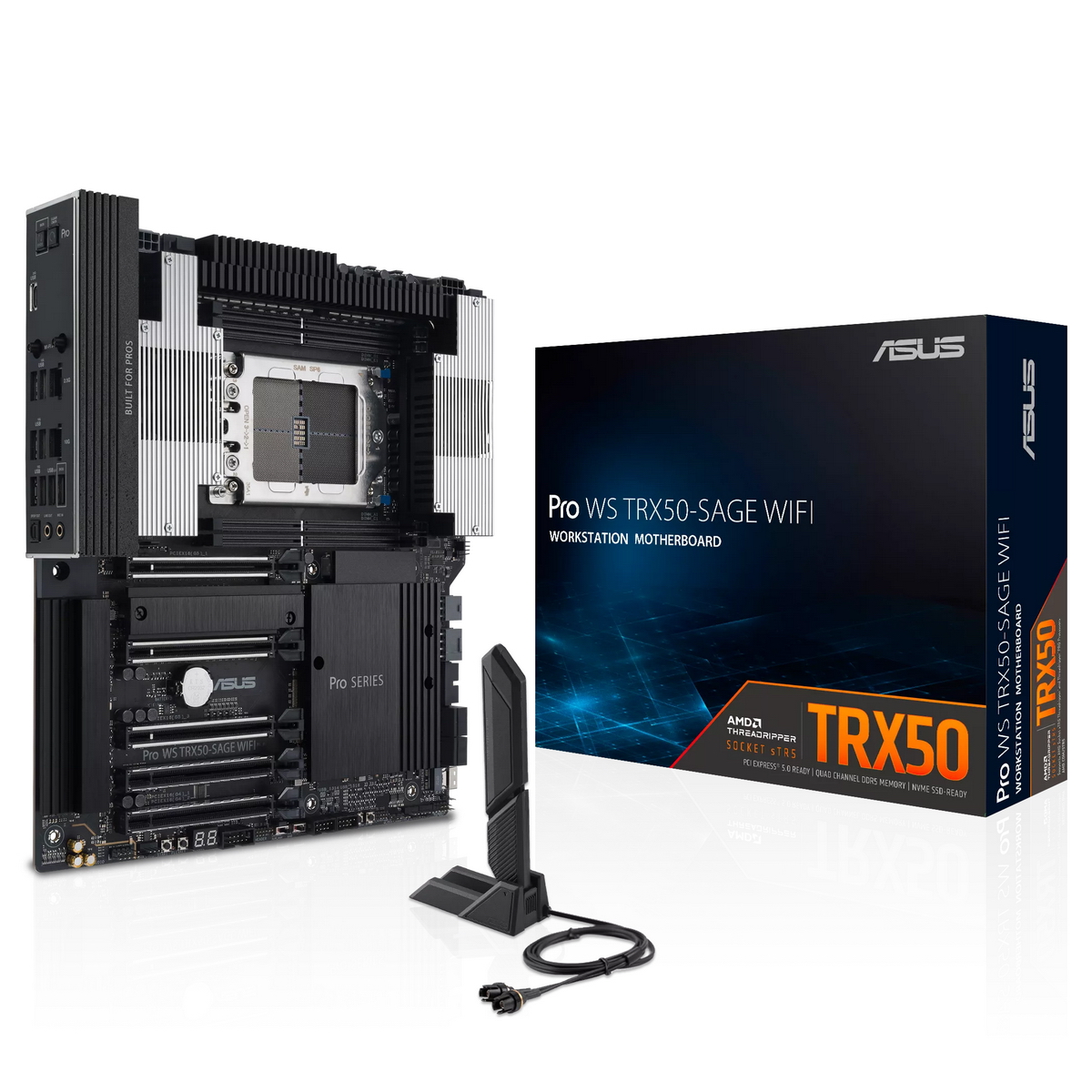 Материнская плата ASUS PRO WS TRX50-SAGE WIFI, AMD TRX50, 4*DDR5, 4*SATA, 3*M.2, 6*USB 3.2, 2*USB 2.0,Type-C, 5*PCIx16, CEB (90MB1FZ0-M0EAY0)
