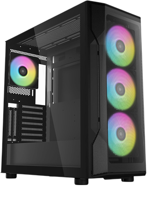 Корпус ПК без блока питания/ Case SAMA S40 Black, Midi-Tower, TG, 4x120mm ARGB, 2xUSB 3.0 + 1xUSB 3.1 Type-C, ATX, mATX, mITX Black (S40-BKAPA4X1-GL)