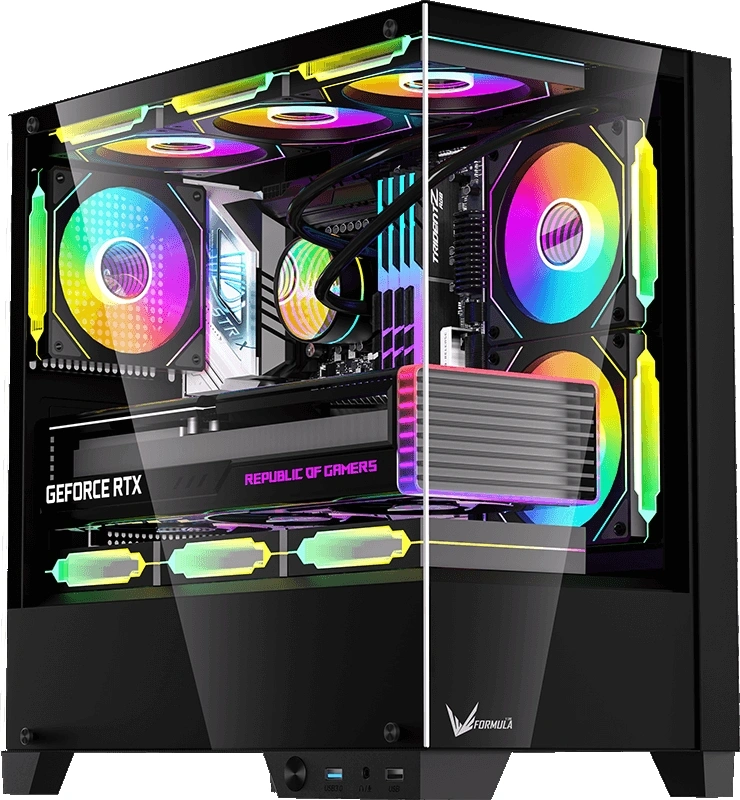 Корпус Formula Crystal Z1M Plus FR черный без БП mATX 5x120mm 2xUSB3.0 1xUSB3.1 audio bott PSU (CRYSTAL Z1M + FR)