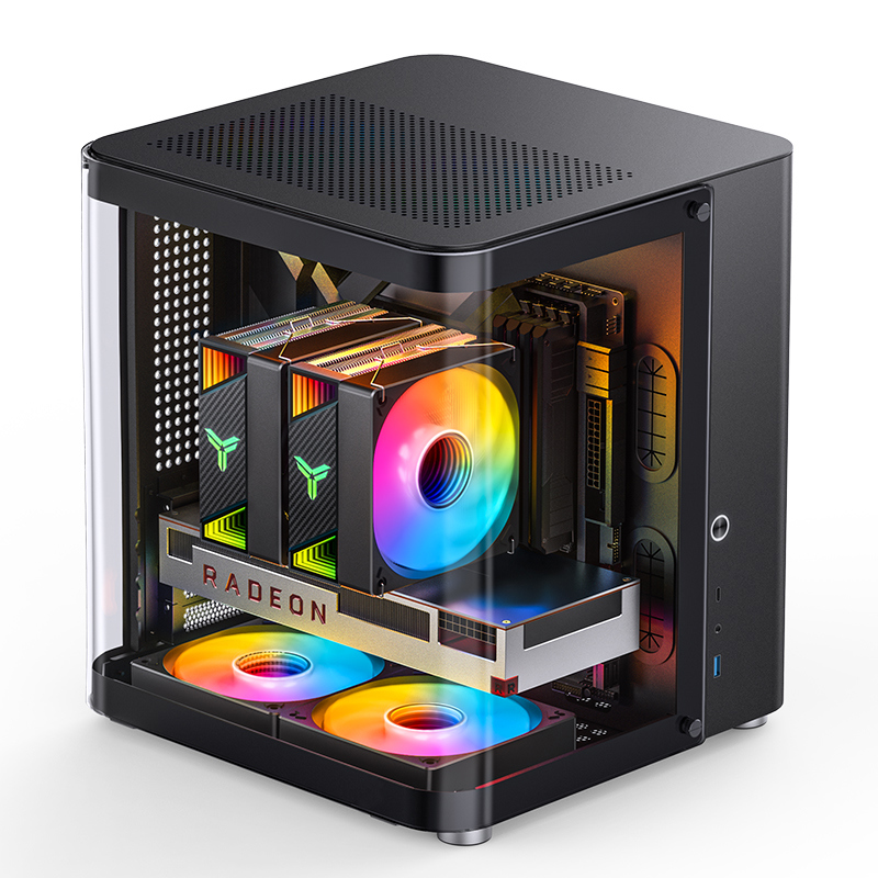 Корпус без блока питания/ Case JONSBO TK-1 Black 2.0, Mini-Tower, no fan, 1xUSB-A 3.2 + 1xUSB-C 3.2, mATX, mITX Black