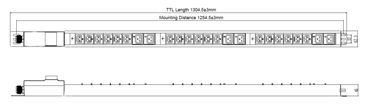 Блок распределения питания Powercom PDU-32AV24-18C3-6C9-3P 18*C13+6*C19, 32A, 1,5U, 3ph (1918812)