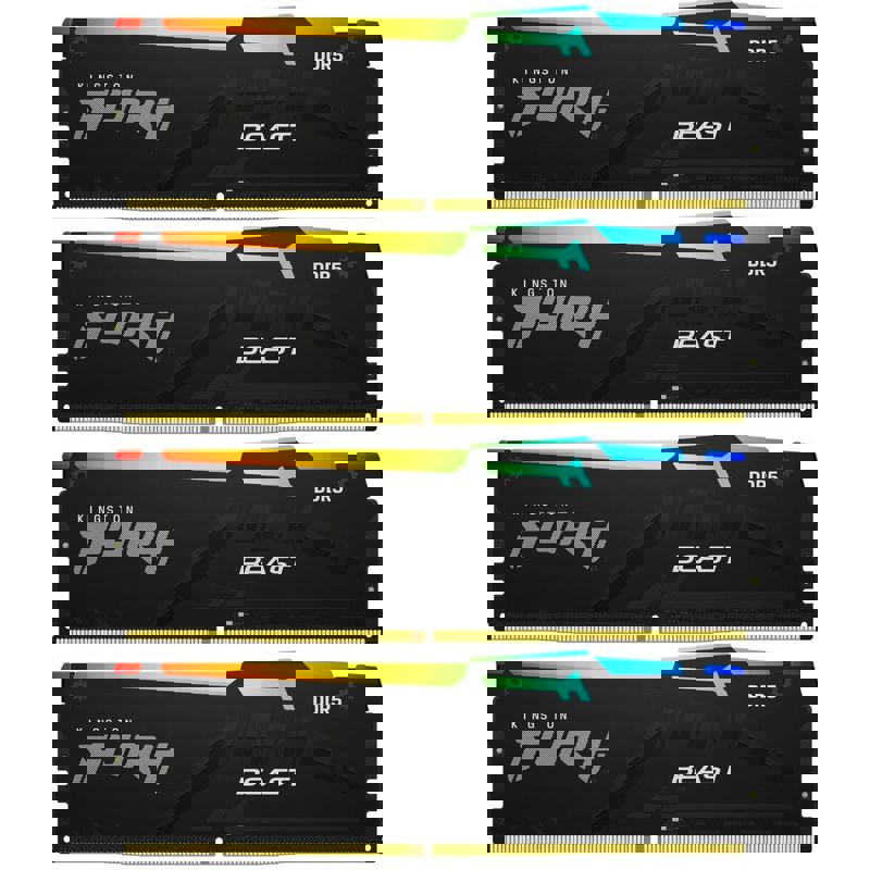 Память оперативная/ Kingston 64GB 5200MT/s DDR5 CL40 DIMM (Kit of 4) FURY Beast RGB XMP (KF552C40BBAK4-64)