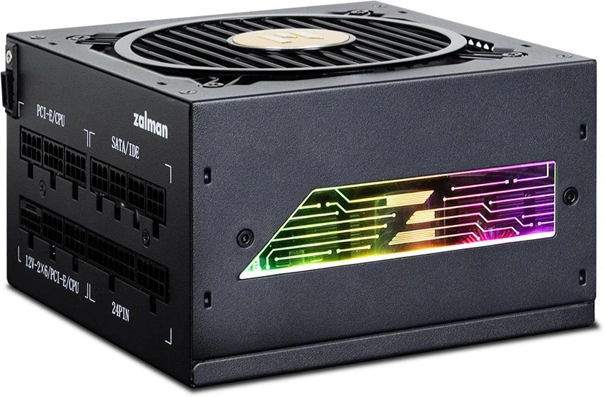 Блок питания Zalman ZM1200-TMX2 VIEW, 1200W, ATX12V v3.0, APFC, 12cm Fan, 80+ Gold Gen5, Full Modular, side ARGB lights, Retail
